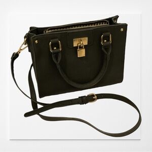 Black faux leather crossbody purse